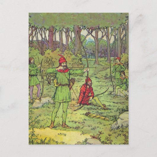 Robin Hood im Wald Postkarte (Vorderseite)
