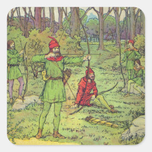 Robin Hood im Wald Quadratischer Aufkleber