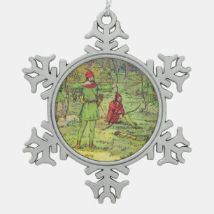 Robin Hood im Wald Schneeflocken Zinn-Ornament