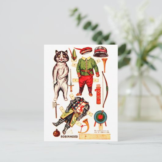 Robin Hood, Paper Doll, Louis Wain Postkarte (Stehend Vorderseite)