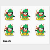 Robin Hood Penguin Runder Aufkleber (Blatt)