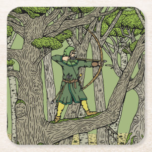 Robin Hood Rechteckiger Pappuntersetzer