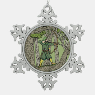 Robin Hood Schneeflocken Zinn-Ornament