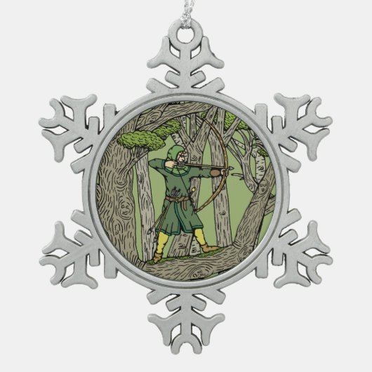 Robin Hood Schneeflocken Zinn-Ornament (Vorderseite)