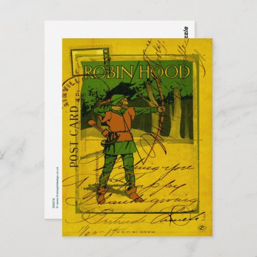 Robin Hood, sein Bow und Pfeil Postkarte (Vorne/Hinten)
