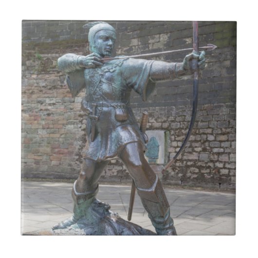 Robin Hood Statue durch Nottingham-Schloss-Foto Fliese (Vorderseite)
