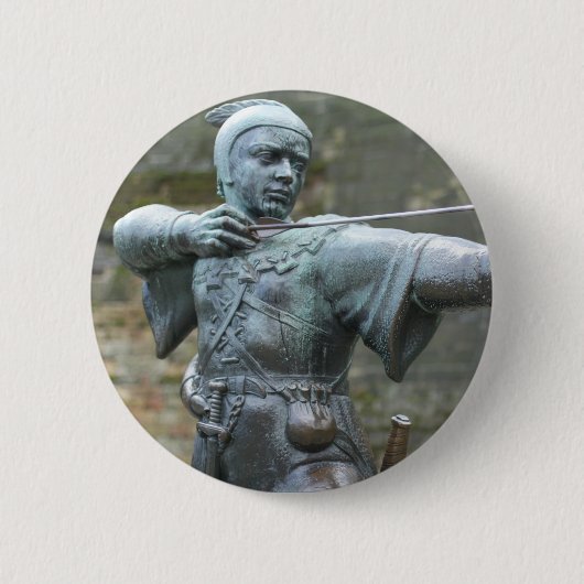 Robin Hood Statue Nottingham Button (Vorderseite)