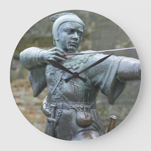 Robin Hood Statue Nottingham Große Wanduhr (Vorderseite)