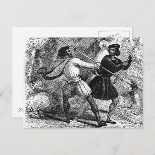 Robin Hood und das Tanner mit Quarter-Mitarbeitern Postkarte (Vorne/Hinten)