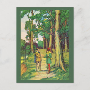 Robin Hood und Klein John Postkarte