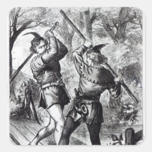 Robin Hood und kleiner John Quadratischer Aufkleber
