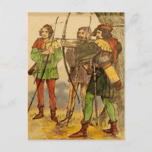 Robin Hood Vintag Design Postkarte (Vorderseite)