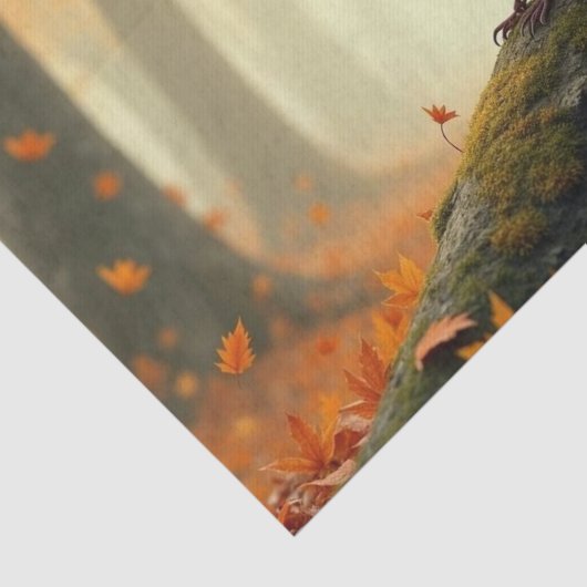 Robin im Herbst/Herbstwald, Blätter entfallen Seidenpapier (Ausschnitt)