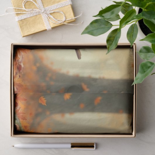 Robin im Herbst/Herbstwald, Blätter entfallen Seidenpapier (Geschenk)