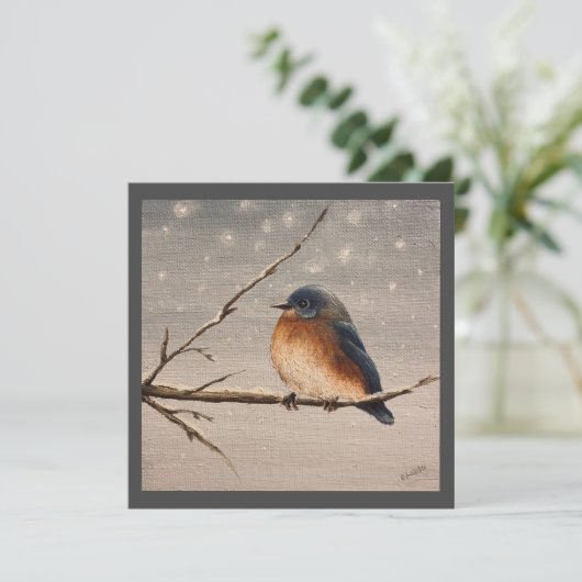 Robin im Schnee Karte (Stehend Vorderseite)