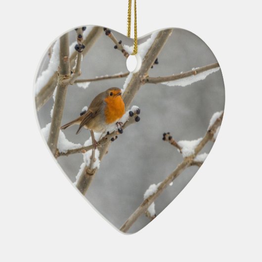Robin im Schnee Keramikornament (Rechts)