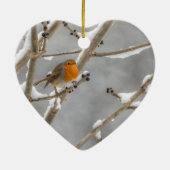 Robin im Schnee Keramikornament (Hinten)
