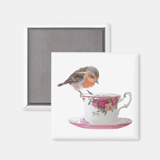 Robin im Teacup Magnet (Vorderseite/Rückseite)