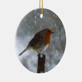 Robin im Winter Keramik Ornament (Rechts)