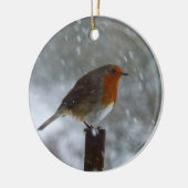 Robin im Winter Keramik Ornament (Links)