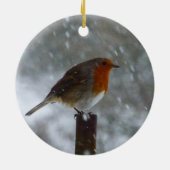 Robin im Winter Keramik Ornament (Hinten)
