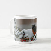 Robin in der Schnee-Tasse Kaffeetasse (Vorderseite Links)