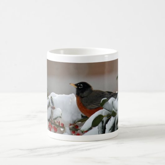 Robin in der Schnee-Tasse Kaffeetasse (Mittel)