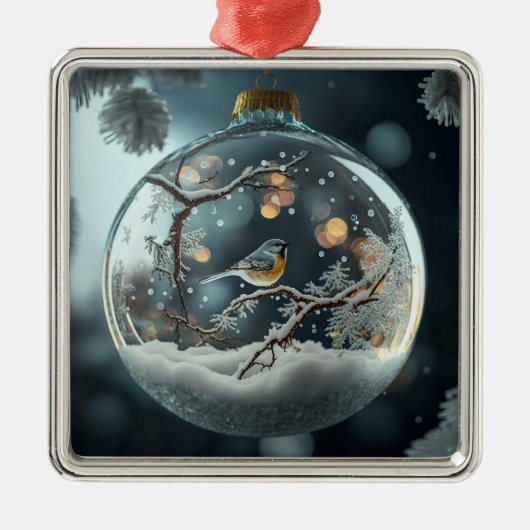 Robin in Globe Ornament Aus Metall (Vorne)