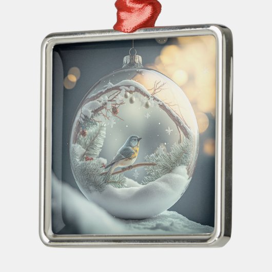 Robin in Globe Ornament Aus Metall (Links)