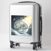 Robin in Globe Vinyl Sticker (Koffer)