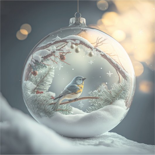 Robin in Globe Vinyl Sticker (Vorderseite)