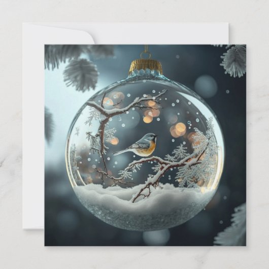 Robin in Globe Weihnachtskarte Feiertagskarte (Vorderseite)