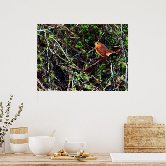 Robin in Hedge Poster (Küche)