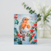 Robin in Nature Impressionist Style Art Postkarte (Stehend Vorderseite)