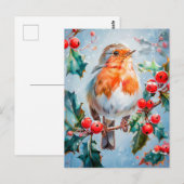 Robin in Nature Impressionist Style Art Postkarte (Vorne/Hinten)