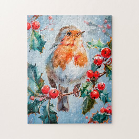 Robin in Nature Impressionist Style Art Puzzle (Vertikal)
