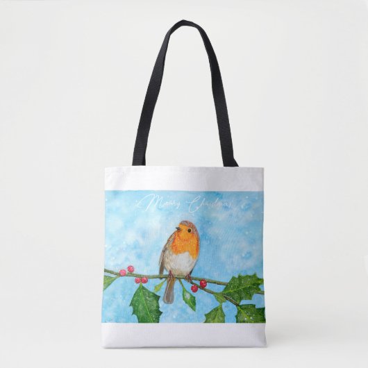 Robin in Snow Weihnachtsgeschenk Schultertasche Tasche (Vorderseite)