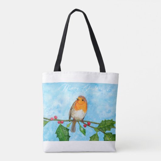 Robin in Snow Weihnachtsgeschenk Schultertasche Tasche (Rückseite)