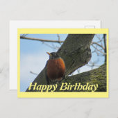 Robin In Tree Foto Geburtstag Postkarte (Vorne/Hinten)