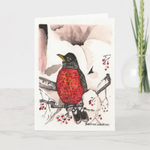 Robin in Winter Christmas Card Feiertagskarte