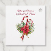 Robin, Kiefer, Bonbons, Poinsettia Weihnachten Geschenkanhänger (Rückseite)