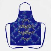 Robin, Kränze und Schneeflocken blau Schürze (Vorderseite)