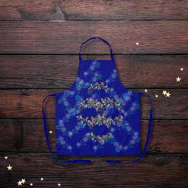 Robin, Kränze und Schneeflocken blau Schürze