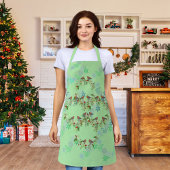 Robin, Kränze und Schneeflocken grün Schürze