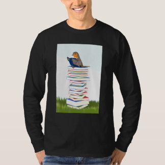 Robin mit Books Bird Bird Birdwatcher Animal Song T-Shirt
