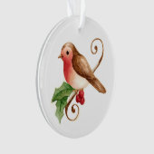Robin mit Holly-Ornament Ornament (Vorderseite)