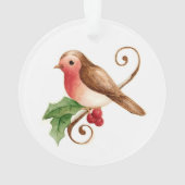Robin mit Holly-Ornament Ornament (Rückseite)