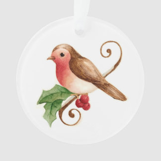 Robin mit Holly-Ornament Ornament