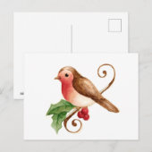 Robin mit Holly Postkarte (Vorne/Hinten)