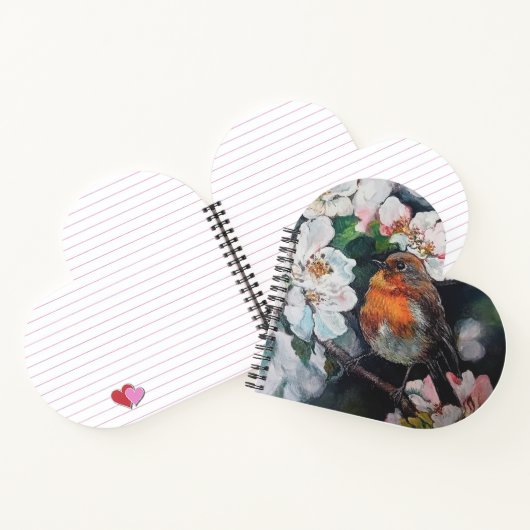 Robin mit Kirschblüte Notizblock (Innenseite)